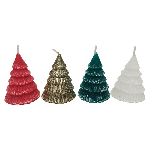 Vela con forma de Árbol de Navidad Blanca, Roja, Dorada o Verde 5cm modelos surtidos, ACTUEL