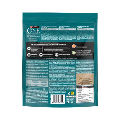PURINA ONE Alimento de gato seco salmón alto en proteína 900g