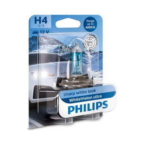 Imagen de Bombilla halógena para automovil con luz blanca, tipo H7 con portencia de 55W PHILIPS H4 WhiteVision
