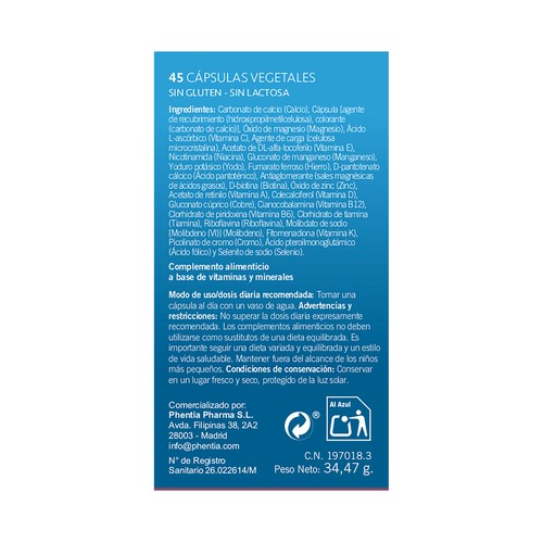 ONEVIT Multivitamínico (13) y multiminerales (11), para hombres 45 uds.