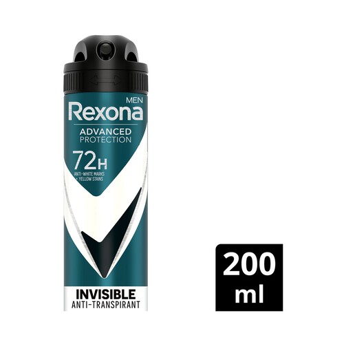 REXONA Desodorante spray para hombre con protección anti manchas REXONA Men invisible 200 ml.