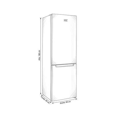 Frigorífico combi 186 cm, NEW POL NWCN185X INOX, NO FROST, clasificación energética: E, capacidad total: 293L.