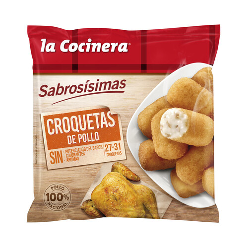 LA COCINERA Croquetas de pollo ultracongeladas, elaboradas con pollo 100% nacional Sabrosísimas 500 g.