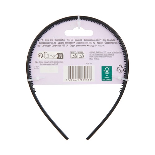 COSMIA Diadema fina clásica de color negro.