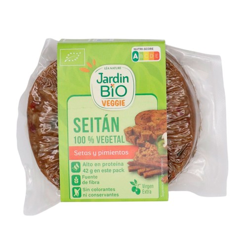 JARDIN BIO Veggie Seitán ecológico 100% vegetal, con setas y pimientos 250 g.
