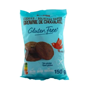 PRODUCTO ALCAMPO Cookies (galletas) con sabor a brownie de chocolate, elaboradas sin gluten ni lactosa 150 g.