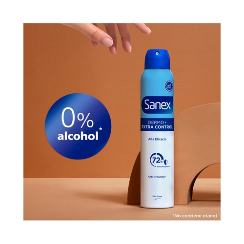 SANEX Dermo+ extra control Desodorante en spray unisex antitranspirante hasta 72 horas 200 ml.