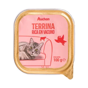 PRODUCTO ALCAMPO Alimento completo gatos adultos, rico en vacuno 100 g.