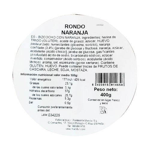 Rondo de naranja 400 g.
