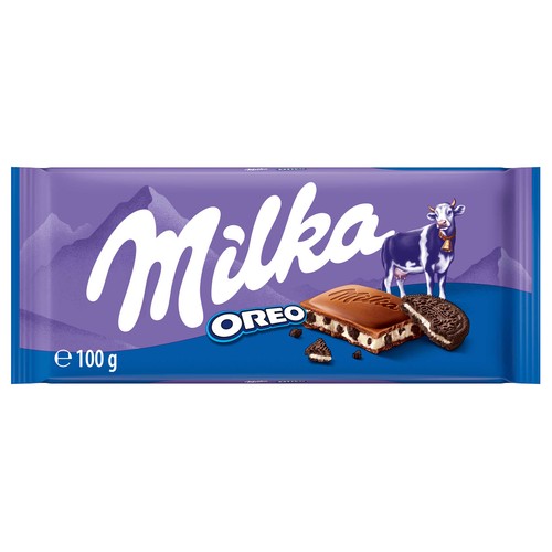 MILKA Chocolate con leche y trozos de galleta Oreo 100 g.