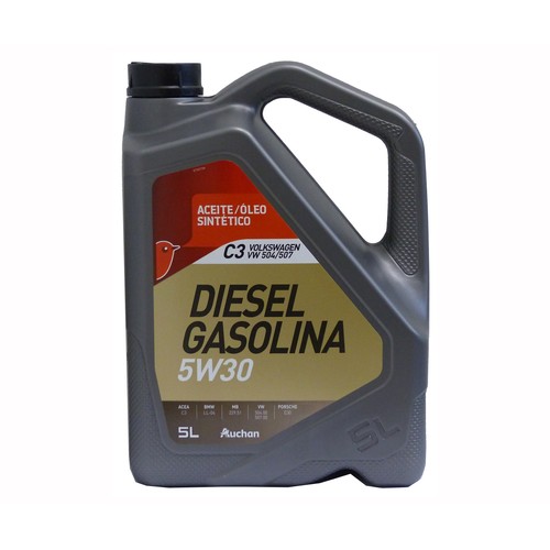 Aceite sintético pata vehículos con motor gasolina o diésel PRODUCTO ALCAMPO C3, 5 litros.