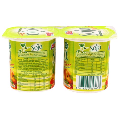 KALISE Especialidad de soja, sin colesterol y con sabor a melocotón Zero 4 x 125 g.