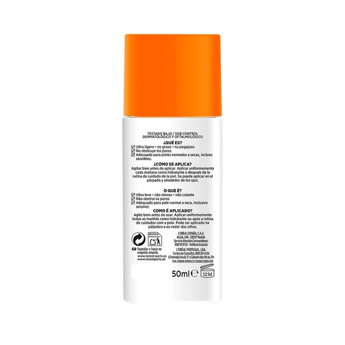 L´ORÉAL PARIS Men expert hyda energetic Fluido ultraligero no graso de uso diario con FPS 50+ 50 ml.