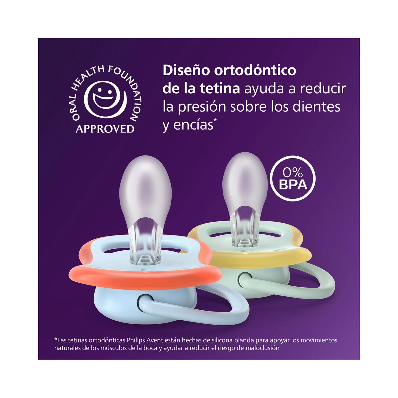 Ultra air de Philips Chupetes de 0 a 6 meses, con tetina con diseño ortodóntico 2 uds.