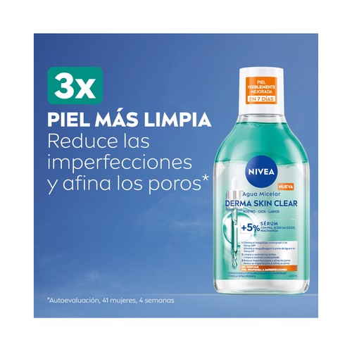 NIVEA Derma skin clear Agua micelar sin perfume para pieles propensas a imperfecciones 400 ml.