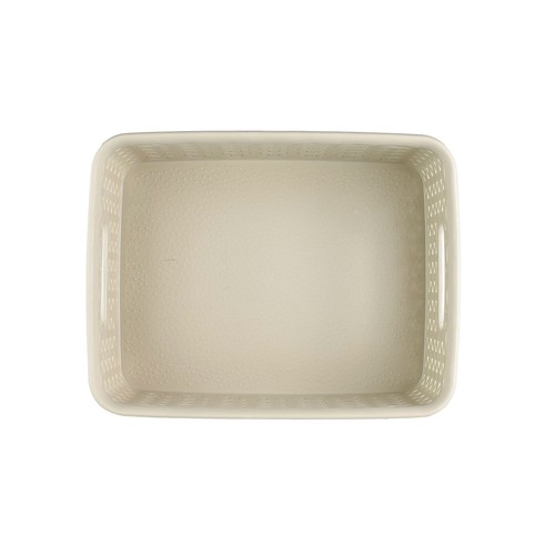 Cesta de plástico rectangular para ropa, color beige 4L, ACTUEL.