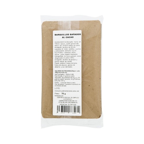 Barquillos bañados de chocolate 70 g.