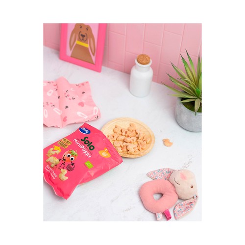 HERO Solo bio Snacks infantiles no fritos de cereales y fresas ecológicos, sin sal añadida, a partir de 8 meses 18 g.