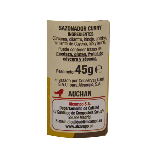 PRODUCTO ALCAMPO Sazonador de curry PRODUCTO ALCAMPO 45 g.