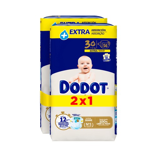 DODOT Sensitive Pañales talla 3+ (7-11 kg) 2 x 56 uds.