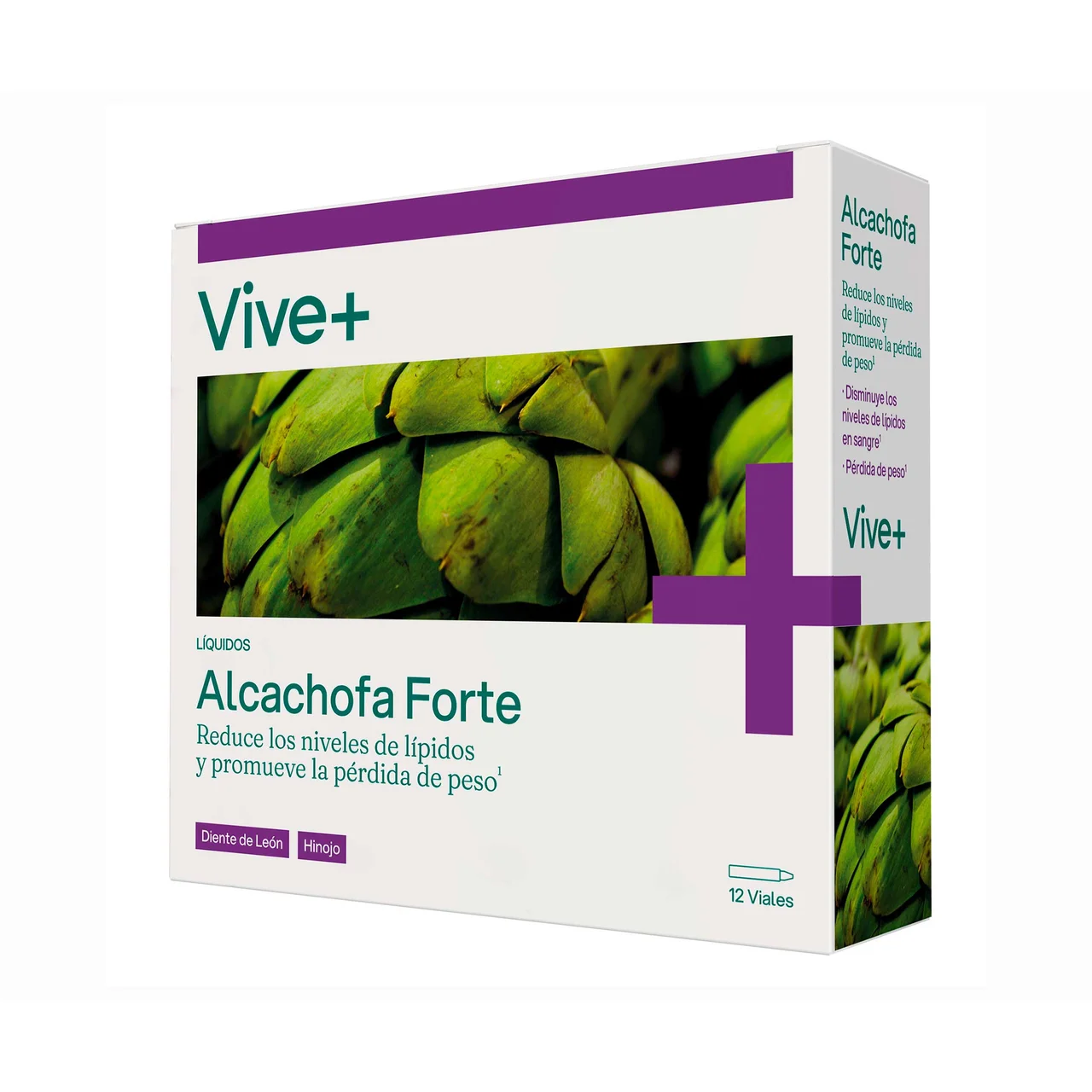 VIVE+ SALUD Y VIDA Complemento alimenticio con edulcorante VIVE PLUS ALCACHOFA FORTE+ 85 gr. (12 viales)