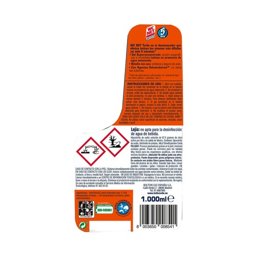 WC NET Desatascador de tuberías profesional TURBO 1 l.