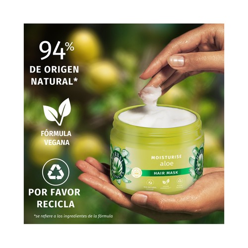 HERBAL ESSENCES Mascarilla capilar hidratante y fortificante con aloe vera, para cabellos muy secos 500 ml.