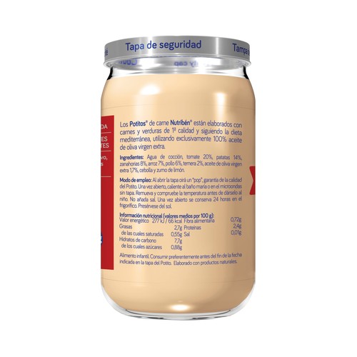 NUTRIBÉN Potitos® de verduritas con pollo y ternera, a partir de 6 meses 235 g.