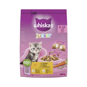 WHISKAS Alimento de gato seco junior con sabor a pollo 800g