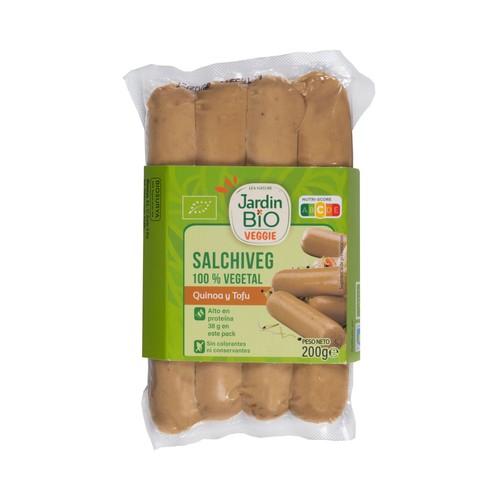 JARDÍN BIO Veggie Salchichas 100% vegetales ecológicas con tofu, quinoa y zanahoria 200 g.