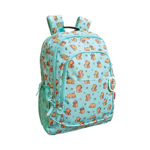 Mochila grande 3 cremalleras 13x29x43 cm Dulce Capivara. MITOS