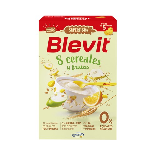 BLEVIT Superfibra Papilla de 8 cereales y fruta, a partir de 5 meses 500 g.