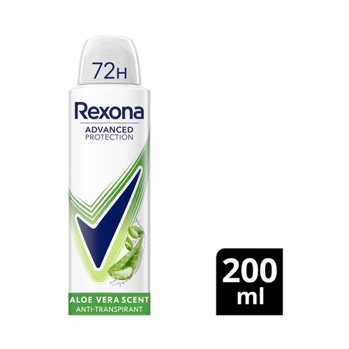 REXONA Advanced protection aloe vera scent Desodorante en spray para mujer antitranspirante hasta 72 horas 200 ml.