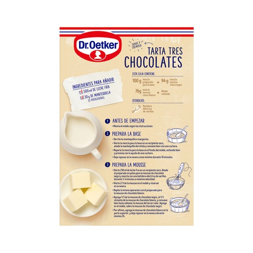 Preparado en polvo para tarta 3 chocolates DR. OETKER 270 g.