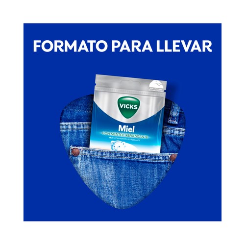 VICKS Miel Caramelos con miel y mentol refrescante 72 g.