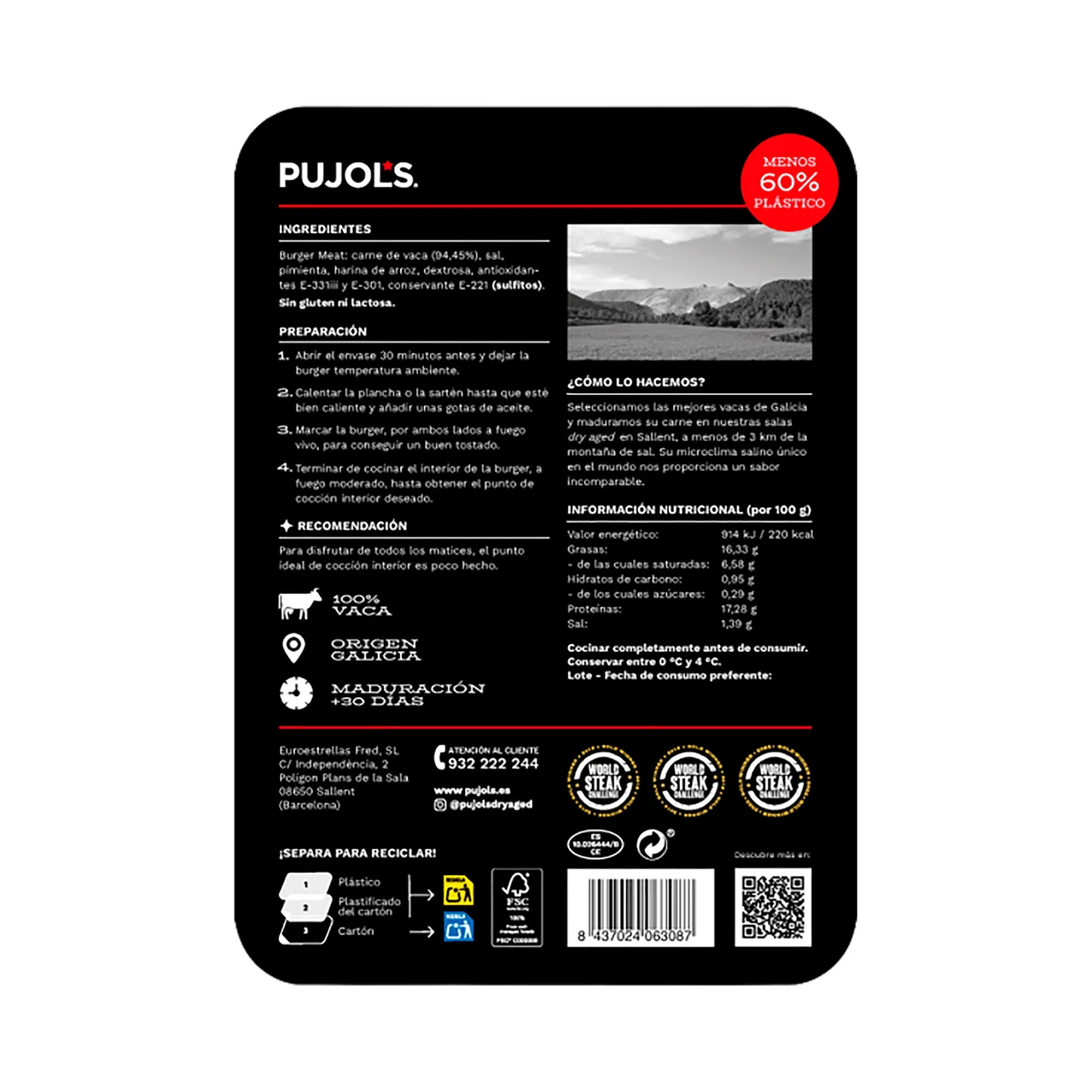 PUJOL´S Burger meat de vaca gallega madurada (+ 30 días) 200 g.