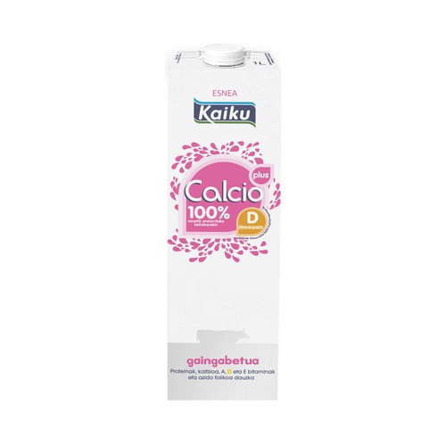 KAIKU Leche desnatada de vaca, enriquecida con calcio de origen natural  Calcio plus 1 l.