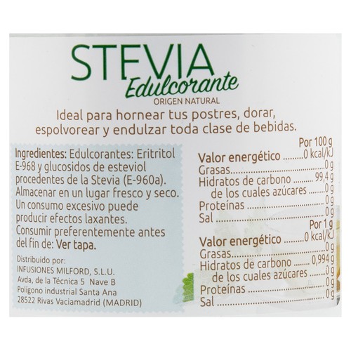 SUKALIA Stevia edulcorante en polvo, 200 g.