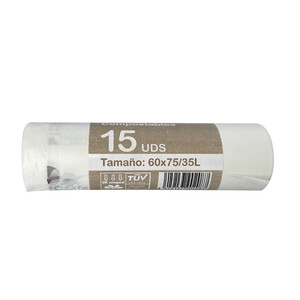 Imagen de ECOFAMI Bolsas de basura compostables 60 x 75 cm. 35 litros 15 uds.