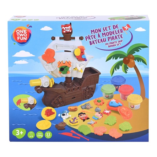 Set de Juego Barco Pirata con moldes y pasta de modelar 11 Piezas +3 Años ONE, TWO FUN