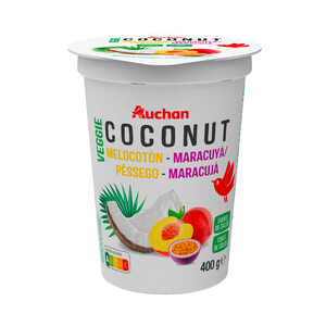Imagen de AUCHAN Producto vegetal de coco con melocoton y maracuya Producto Alcampo 400 g. 