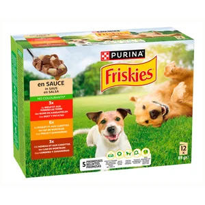 FRISKIES Alimentación de perro húmeda bol.salsa de pollo, cordero, buey 12 x 85 g