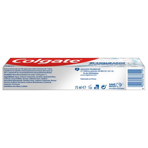 COLGATE Pasta de dientes blanqueadora, sabor menta fresca 75 ml.