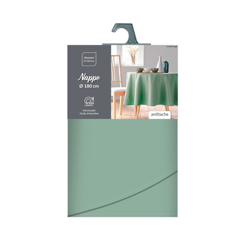 Mantel liso poliester redondo 140x140cm verde. U10