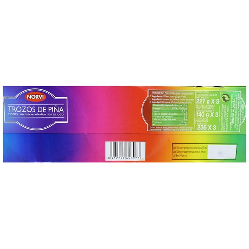 NORVI Piña trozos en su jugo 3 uds. x 140 g.