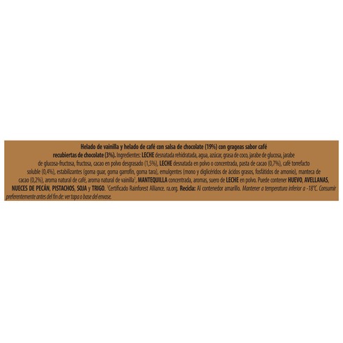 CARTE D´OR Les desseerts Tarrina de helado vainilla y café con salsa de chocolate 825 ml.
