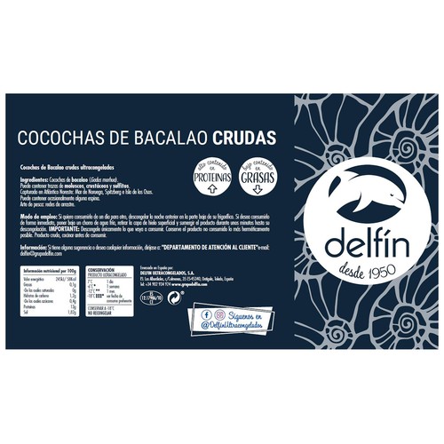 DELFÍN Cocochas de bacalao crudas y ultracongeladas DELFÍN 400 g.