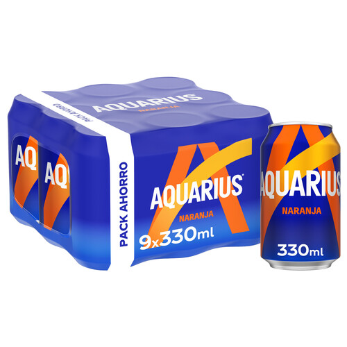 Bebida isotónica de naranja AQUARIUS pack de 9 uds.x 33 cl.
