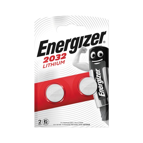Pack de 2 pilas de botón de litio CR2032, 3V, ENERGIZER.