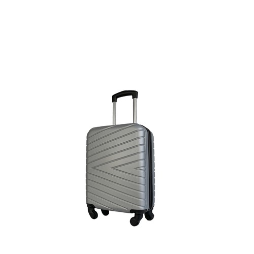 Maleta de cabina rígida de color plata de 50 cm y 4 ruedas ABS, AIRPORT ALCAMPO Diago.